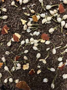 functional tea creation by lemond with tulsi, jasmine flower and orange peel