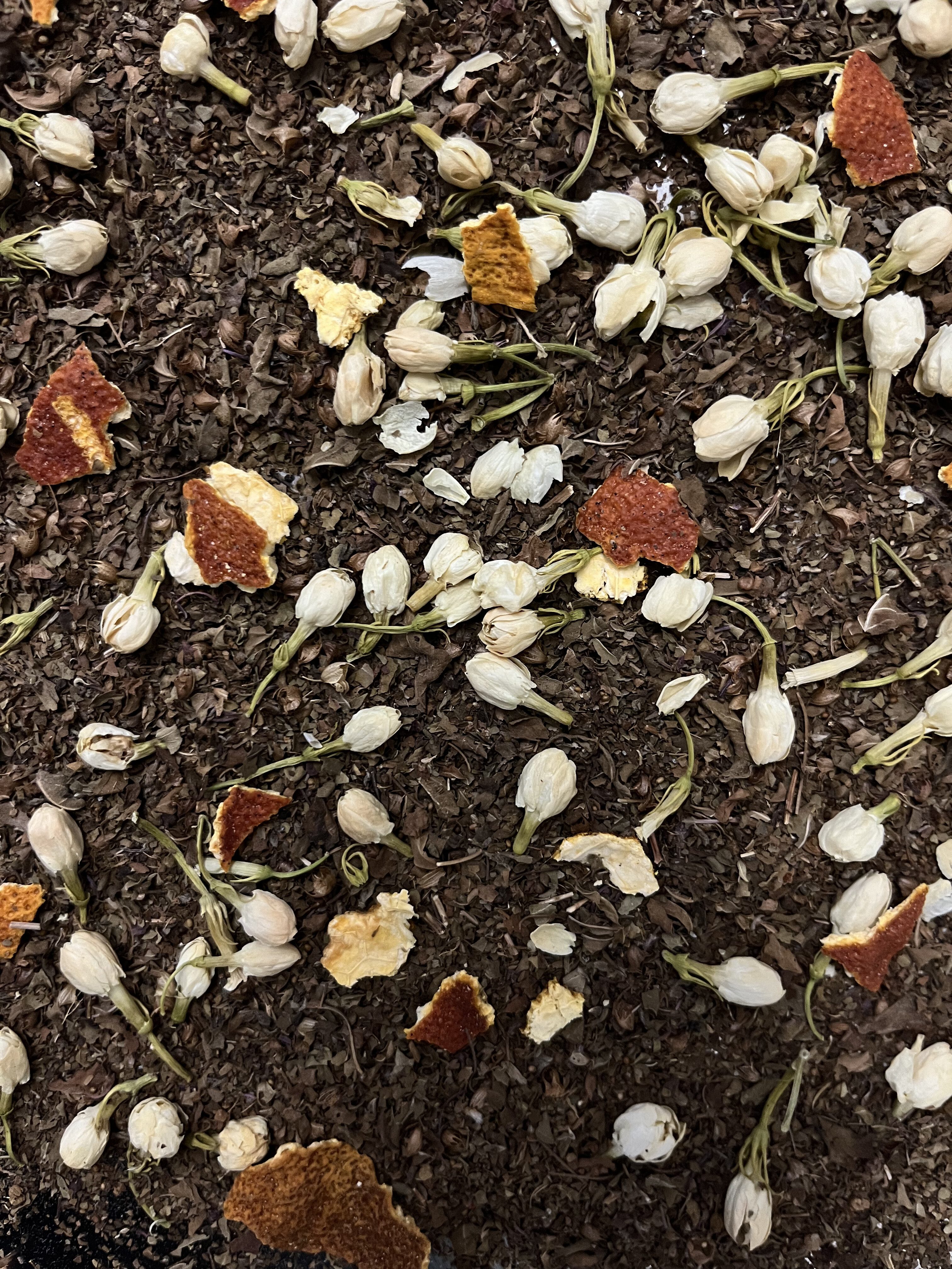 functional tea creation by lemond with tulsi, jasmine flower and orange peel